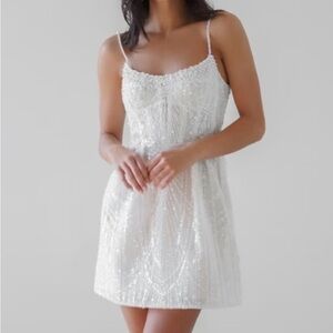 By Watters Fancy - White Beaded Dress Size 8 (tailored)
